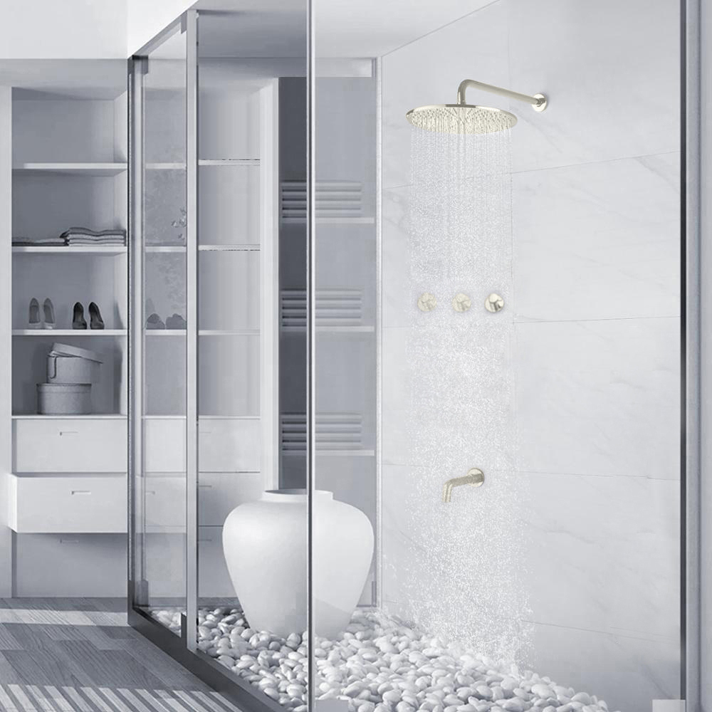 Fontana Oceana Brushed Nickel Shower Set with Rainfall Shower Head Faucet Set